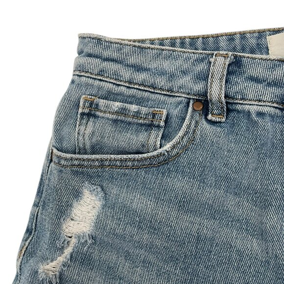 PACSUN Women's Mom Shorts Raw Hem Distressed 100% Cotton Denim Shorts Size 25 - Picture 3 of 13
